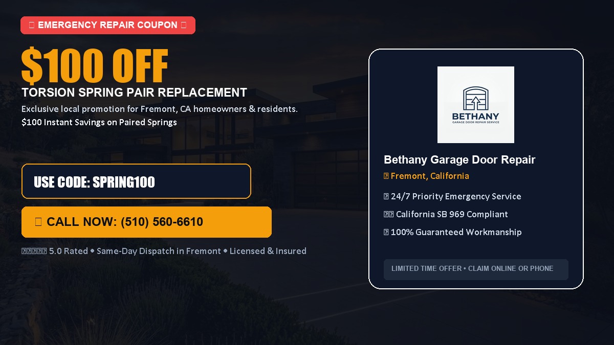 $100 OFF Heavy-Duty Torsion Spring Pair Replacement in Fremont, CA