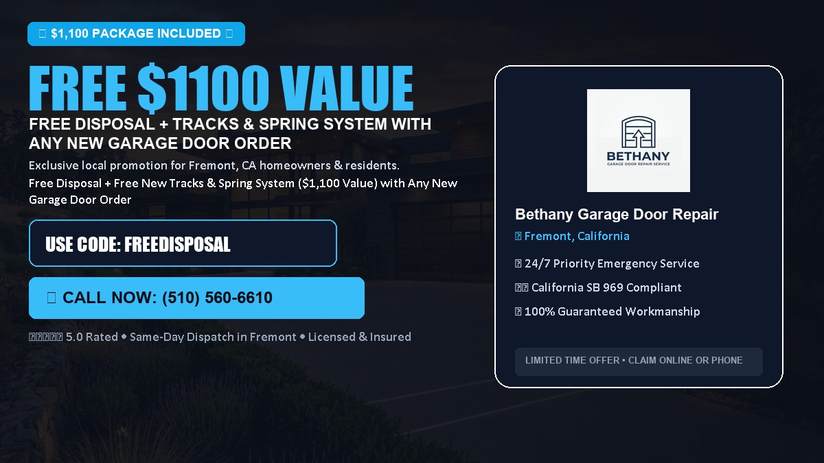 Free Disposal + Free New Tracks & Spring System with Any New Garage Door Order ($1100 Value) in Fremont, CA