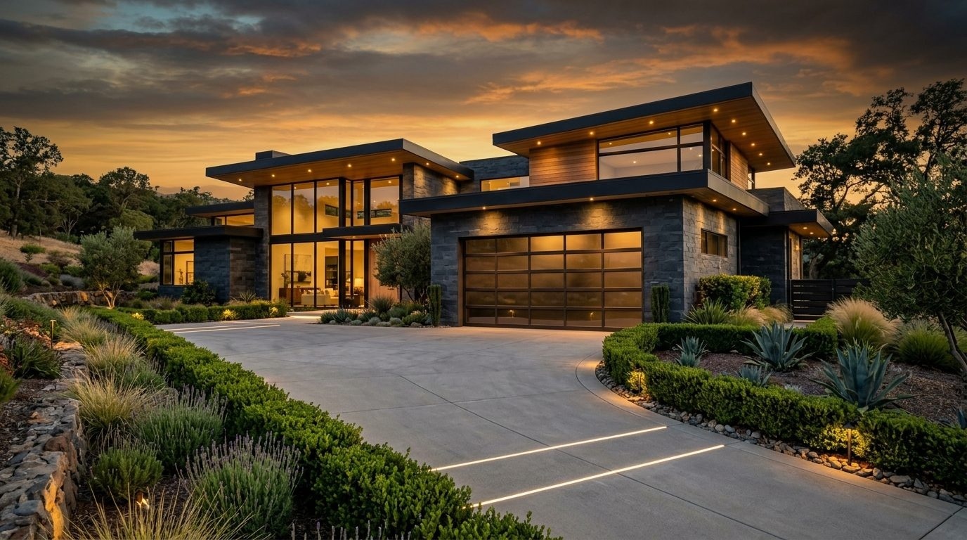 Bethany Garage Door Repair Service Exterior Closed Garage Door at Twilight